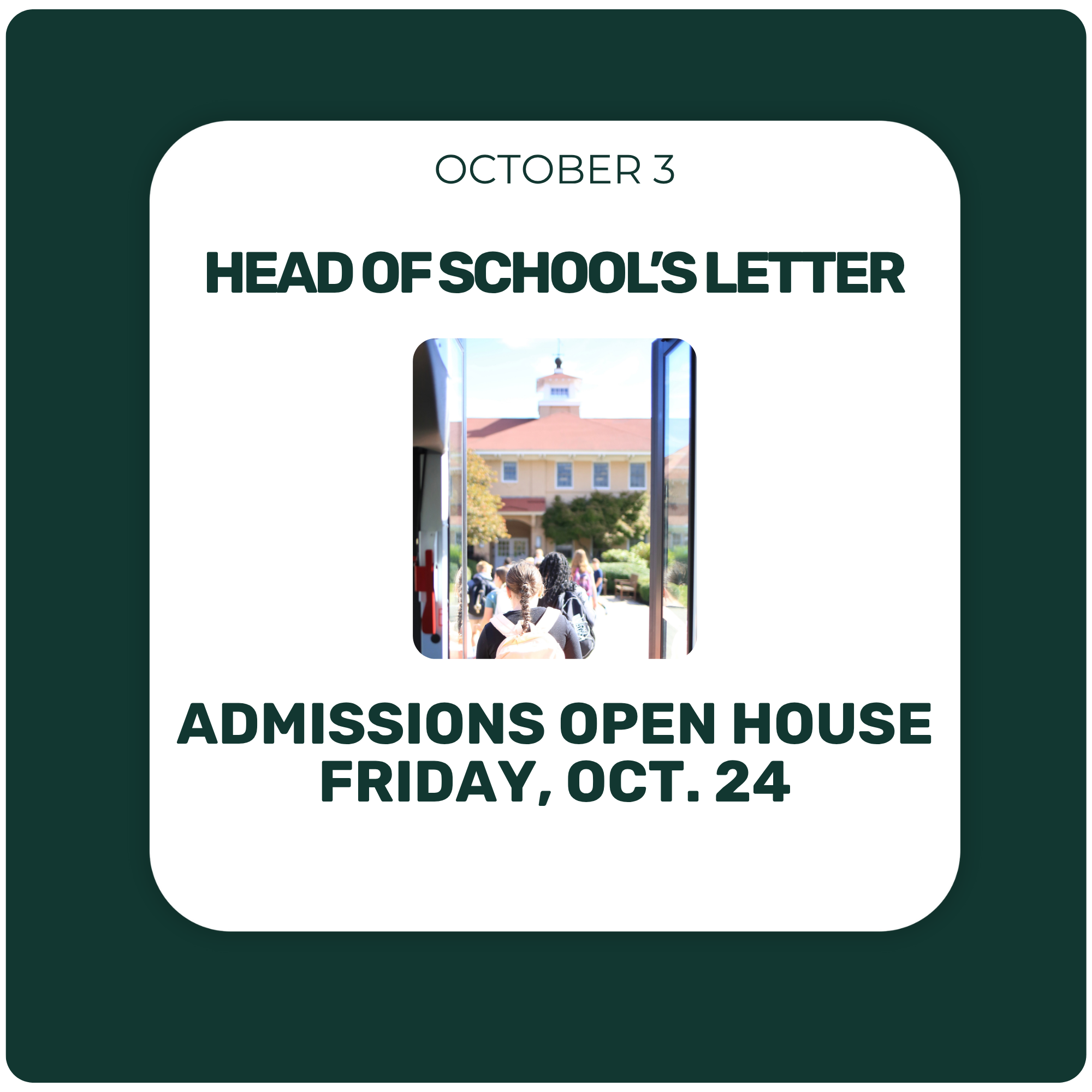 Head of School's Letter - Admissions Open House