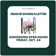 Head of School's Letter - Admissions Open House Head of School's Letter - Admissions Open House