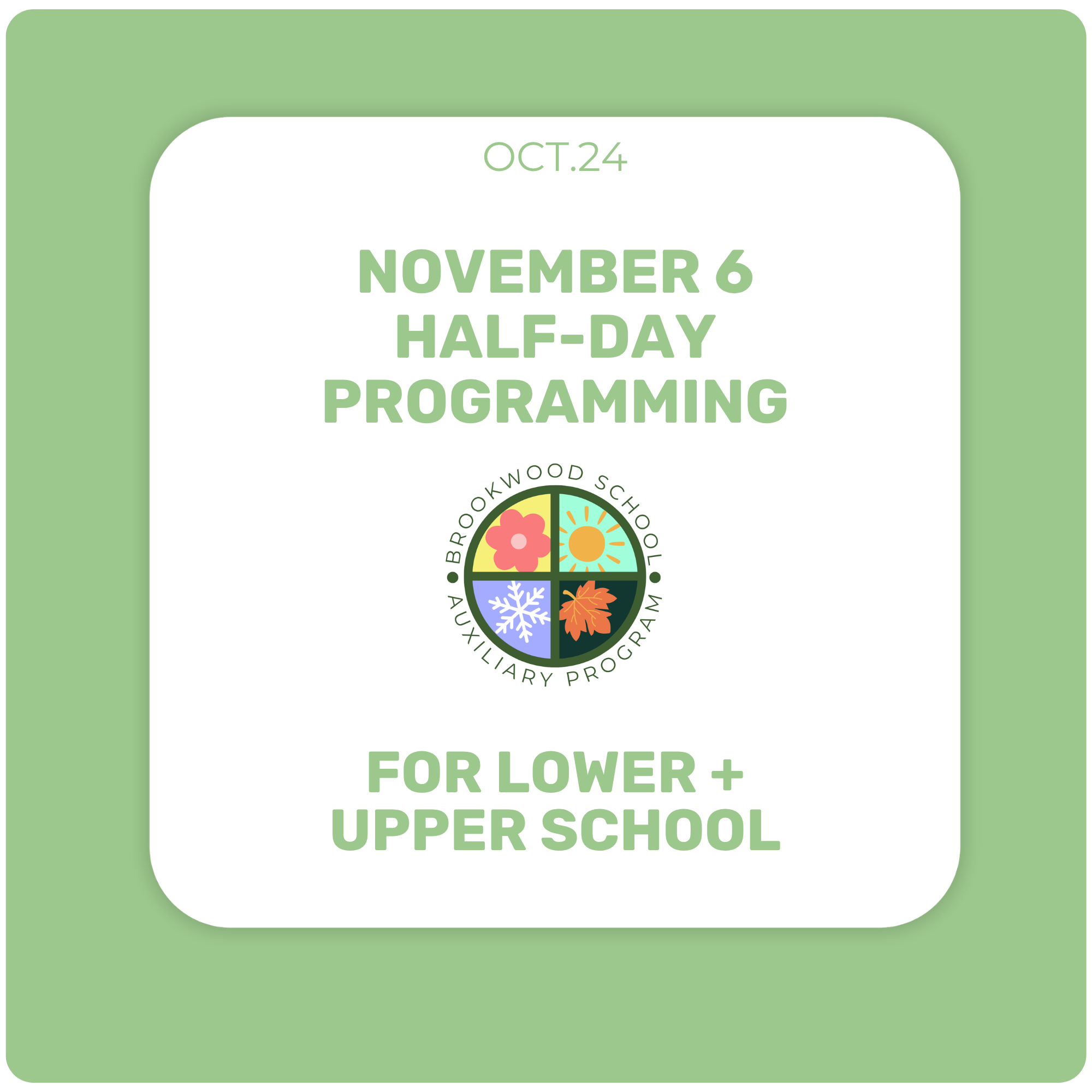 November 6 Half-Day Enrichment Offerings