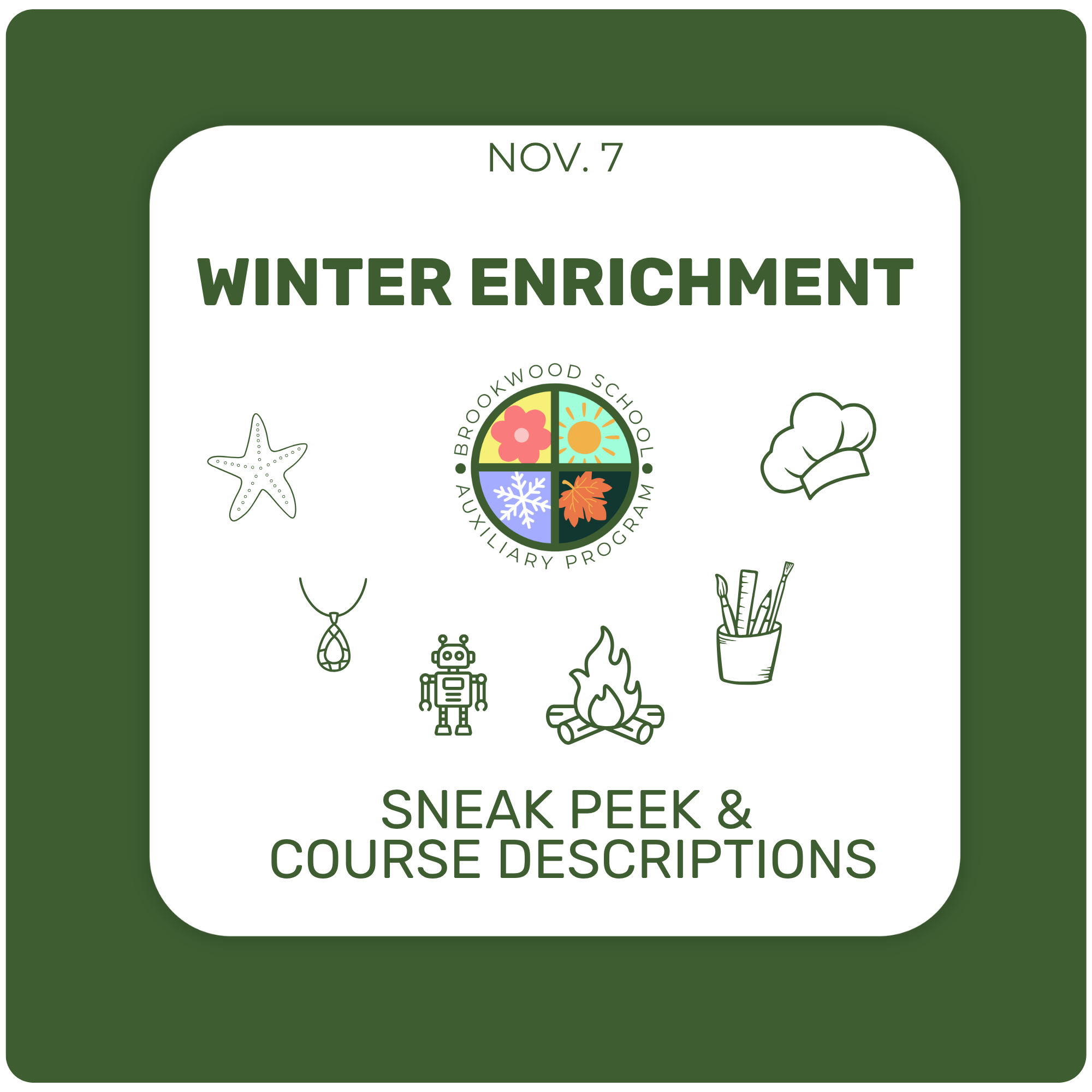 Sneak Peek at Winter Enrichment Courses Sneak Peek at Winter Enrichment Courses