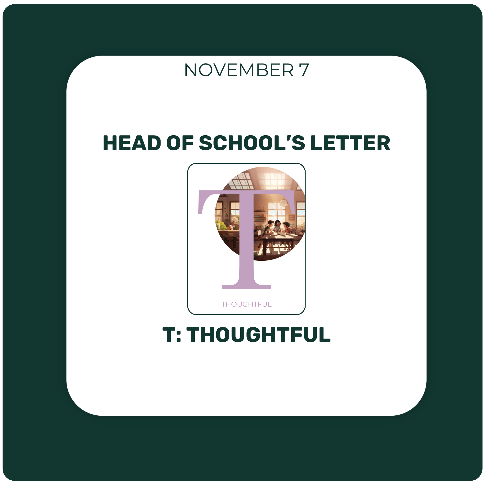 Head of School's Letter - November 7, 2025 - Thoughtful Head of School's Letter - November 7, 2025 - Thoughtful