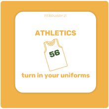 Athletic Updates - Feb. 21 - Turn in Uniforms! Athletic Updates - Feb. 21 - Turn in Uniforms!