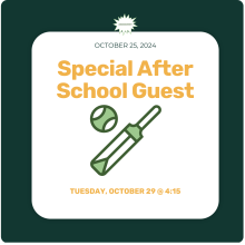 Special After School Guest on Tuesday, Oct. 29! Special After School Guest on Tuesday, Oct. 29!