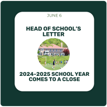 Head of School's Letter - June 6: 24-25 School-Year Comes to a Close Head of School's Letter - June 6: 24-25 School-Year Comes to a Close