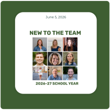 New to the Team for the 2026-27 School Year