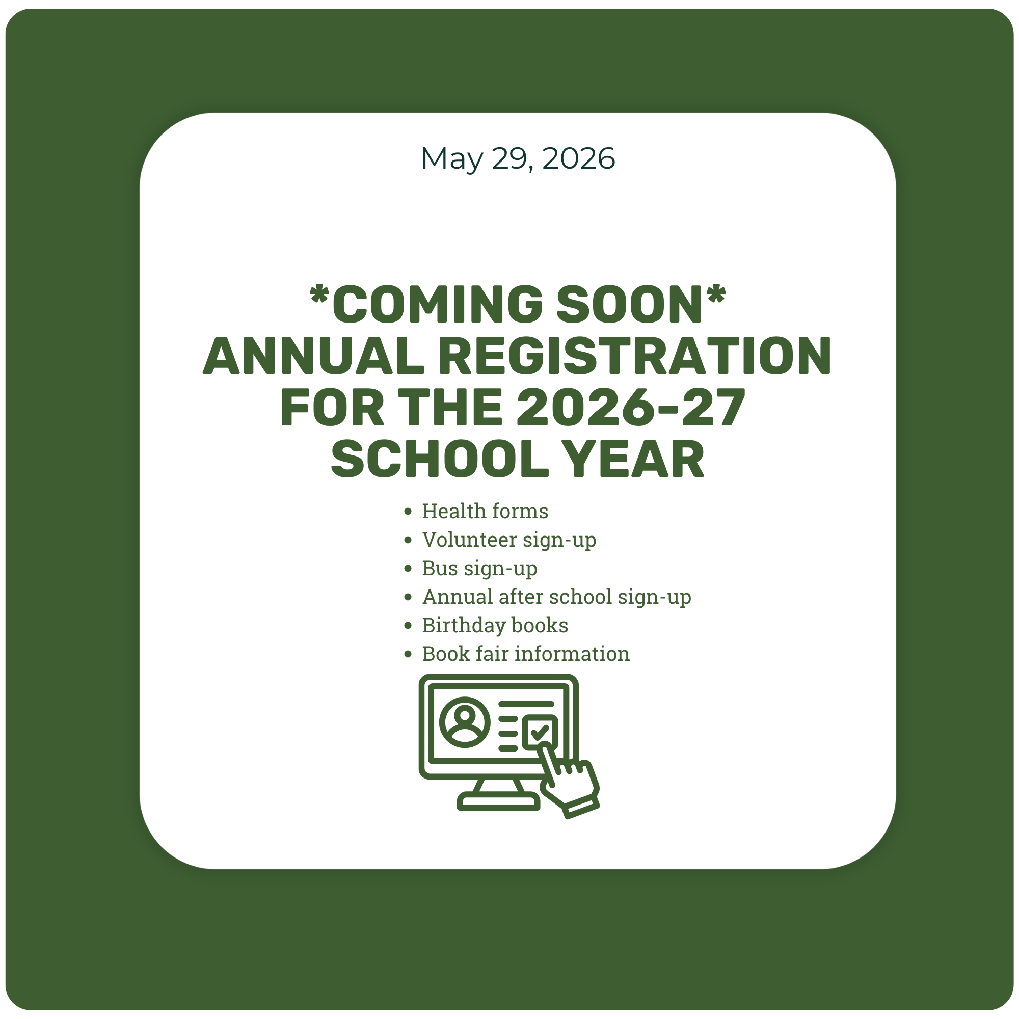 *Coming Soon* Annual Registration *Coming Soon* Annual Registration