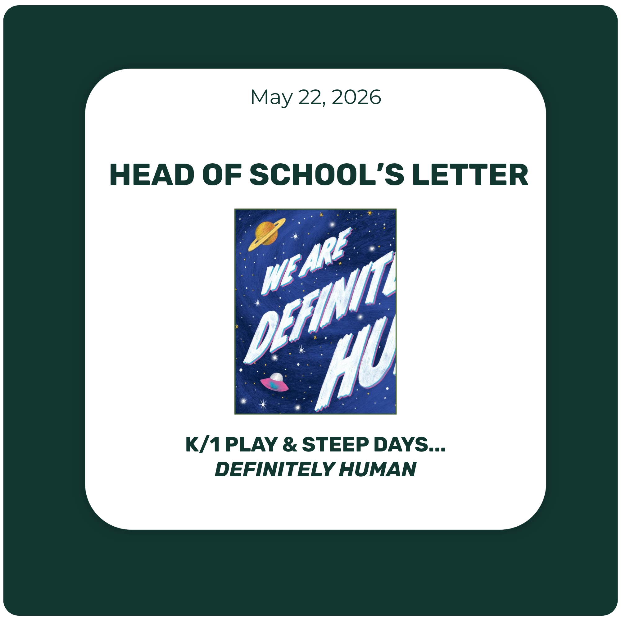 Head of School's Letter - May 22 Head of School's Letter - May 22