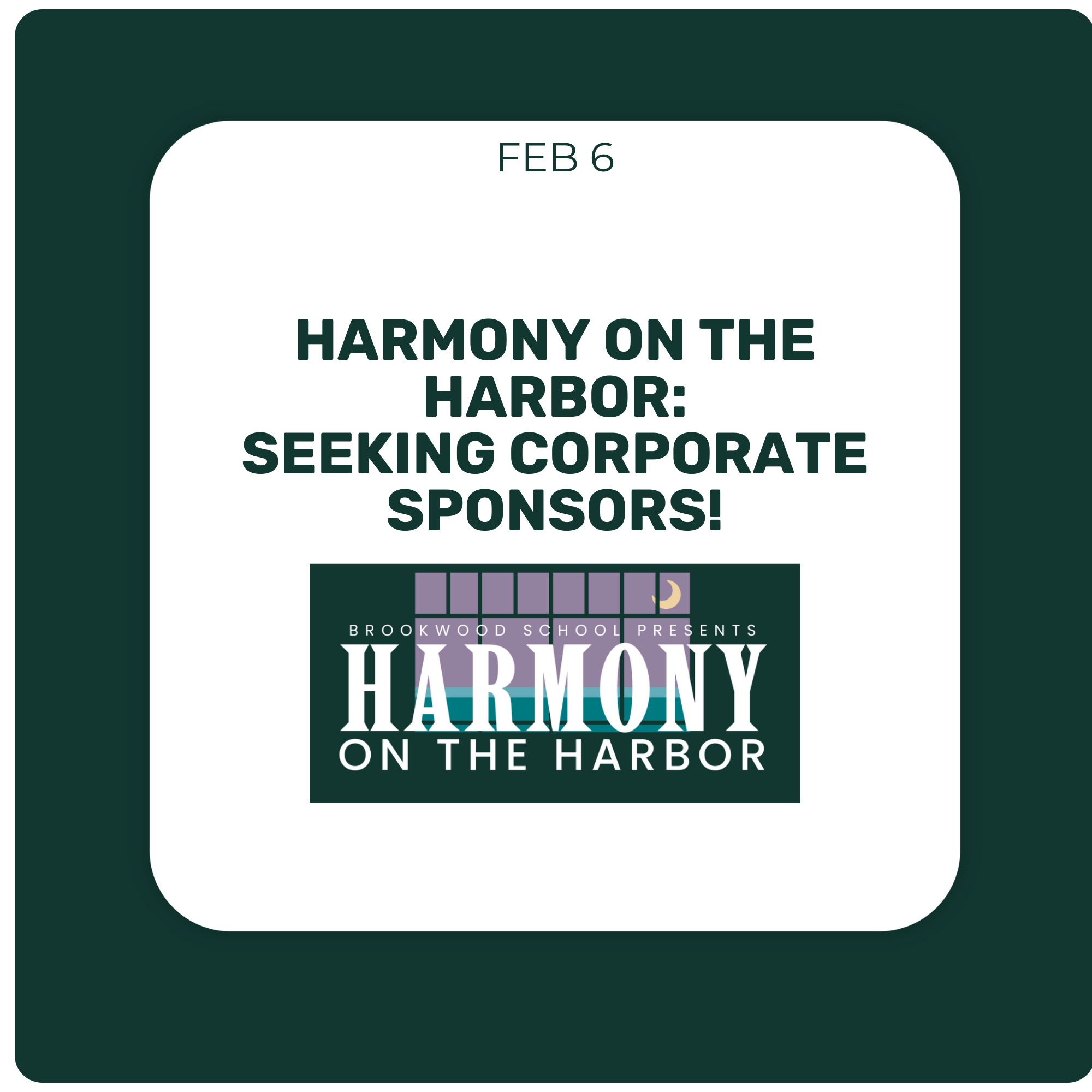 Harmony on The Harbor: Seeking Corporate Sponsors