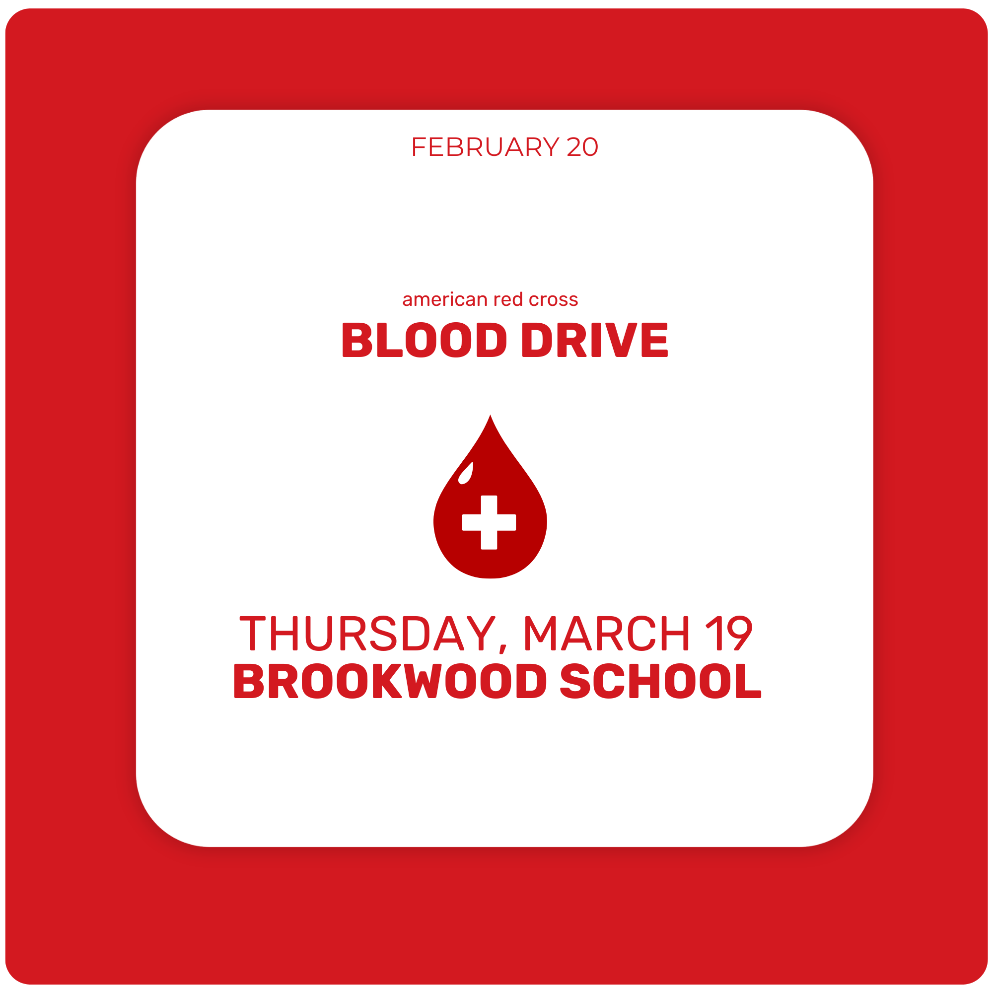 American Red Cross Blood Drive at Brookwood School