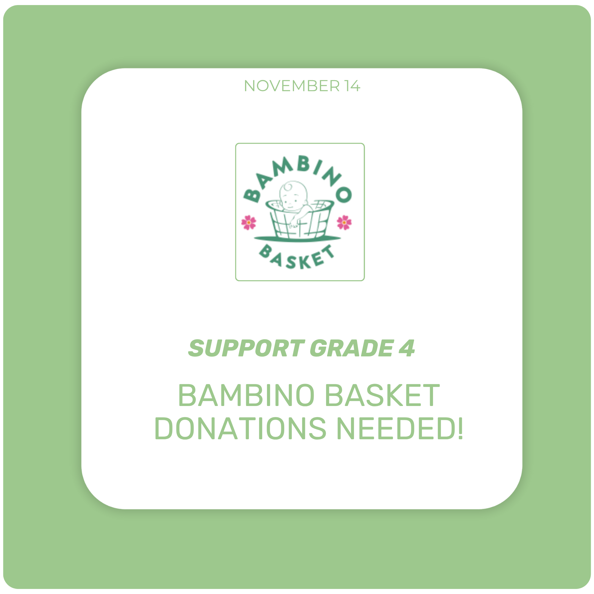 Support Grade 4 Partnering with Bambino Basket