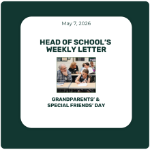 Head of School's Letter - May 7 Grandparents' & Special Friends' Day