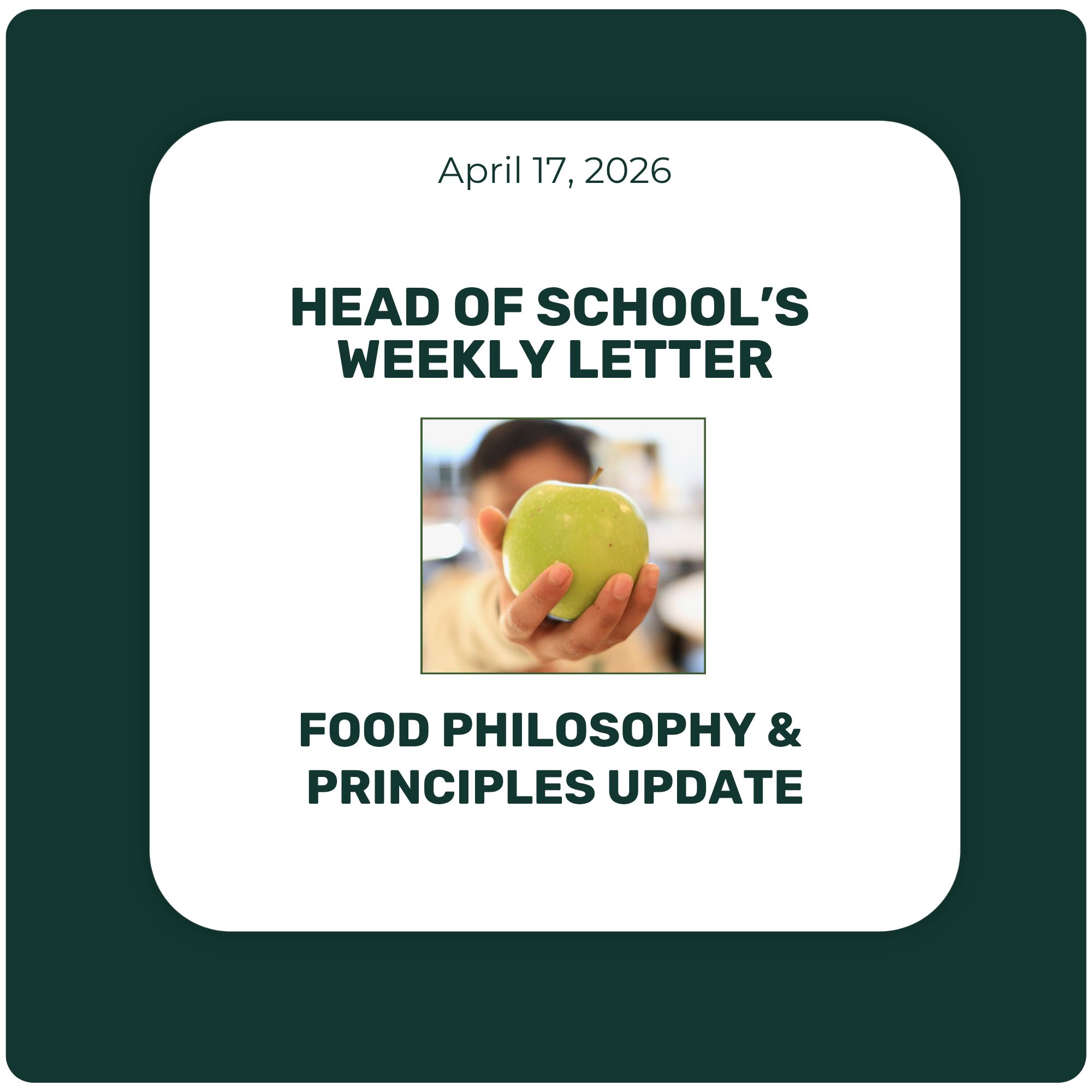 Food Philosophy & Principles Update