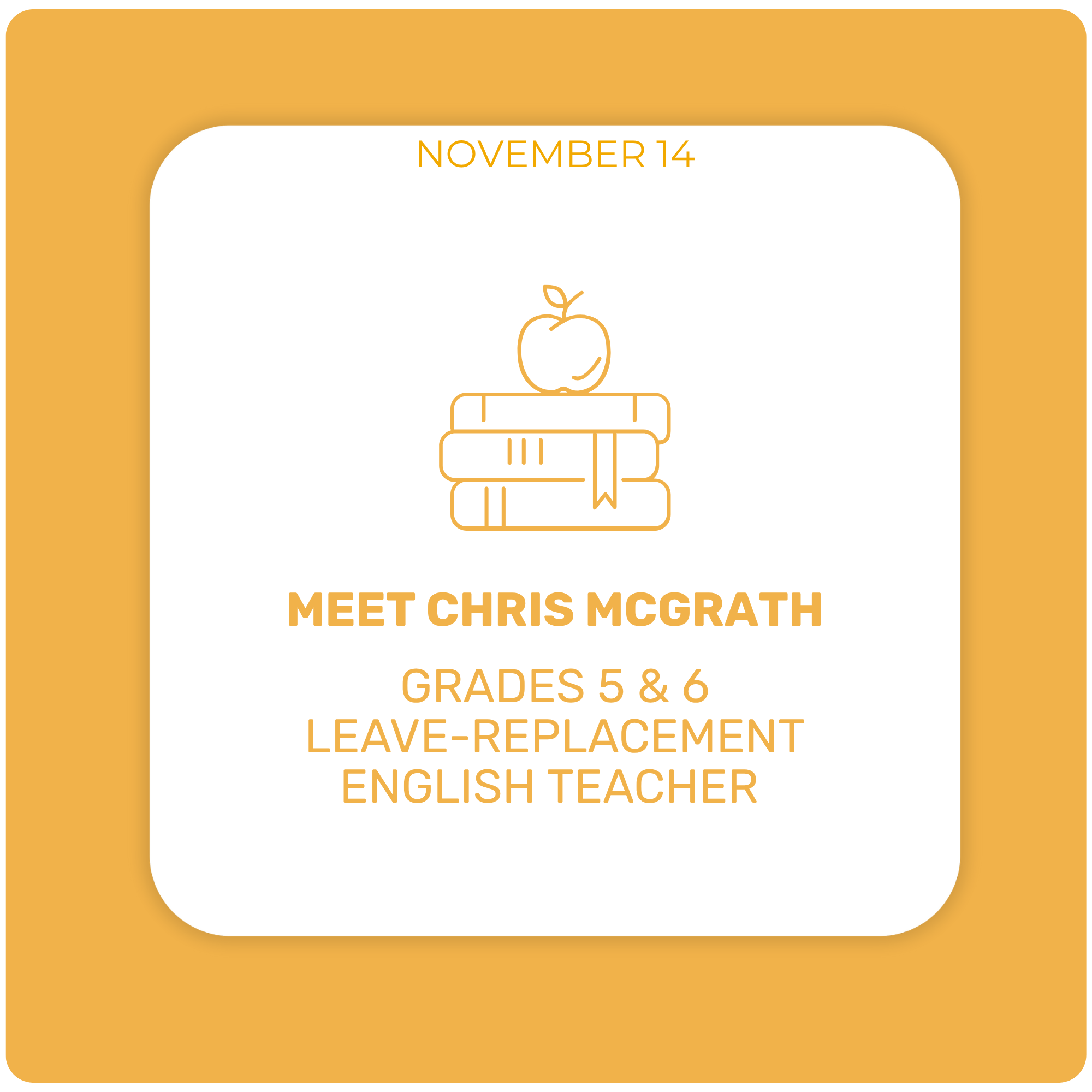 Meet Chris McGrath — Grade 5 & 6 (Leave Replacement) English Teacher